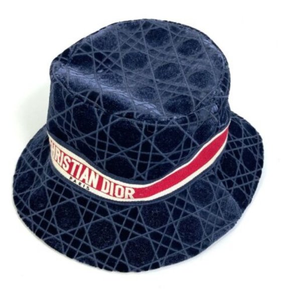 Dior 15CAN923X134 21AW Velor Cannage logo bob Hat bucket hat Navy/Red - Picture 2 of 11